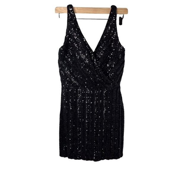 La Femme Short Sequin Party Cocktail Dress Black Size 8 Prom Homecoming Wedding - Picture 3 of 10